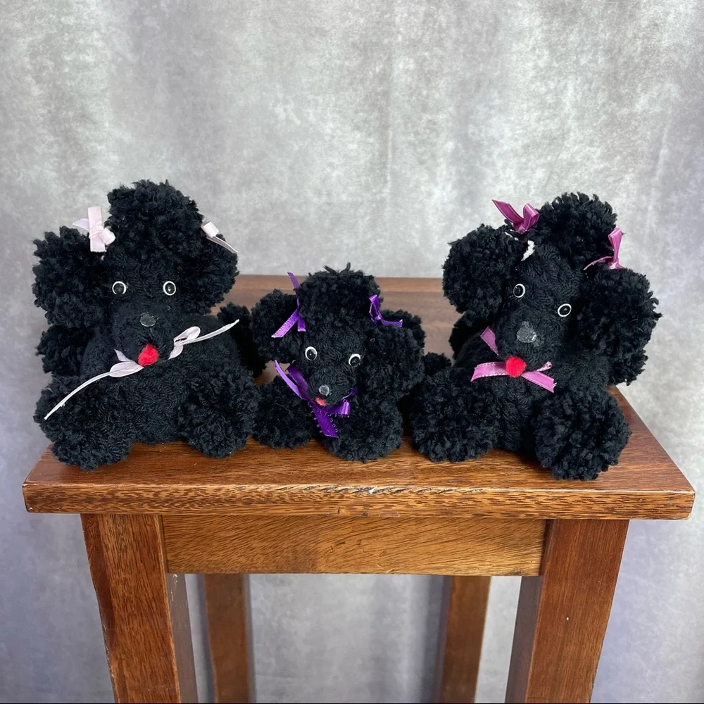 3 Crochet Black Poodle Soap Holders Handmade